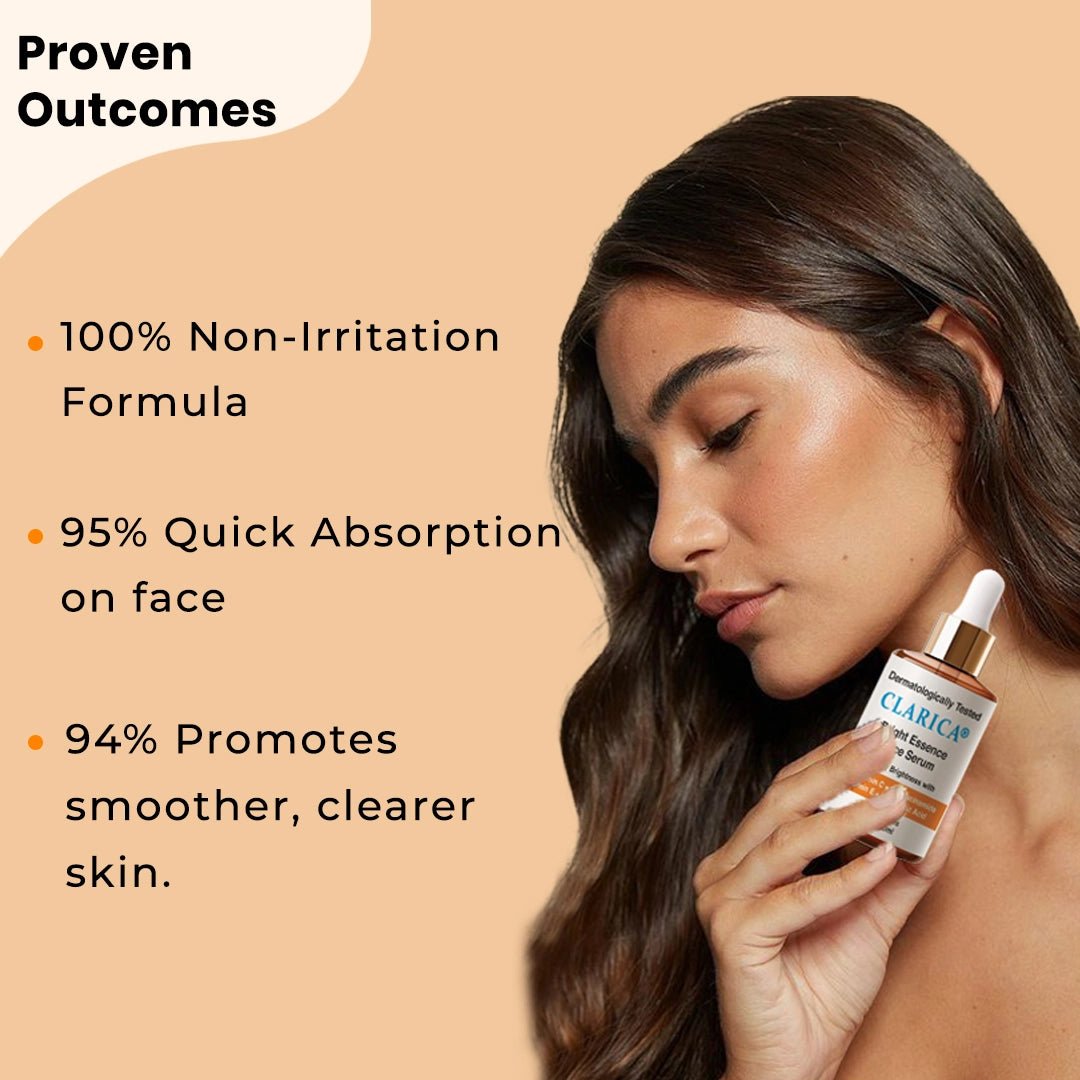 Bright Essence Face Serum infused with 5% Vitamin C, 5% Niacinamide & Alpha Arbutin - CLARICA - Liquid Serum